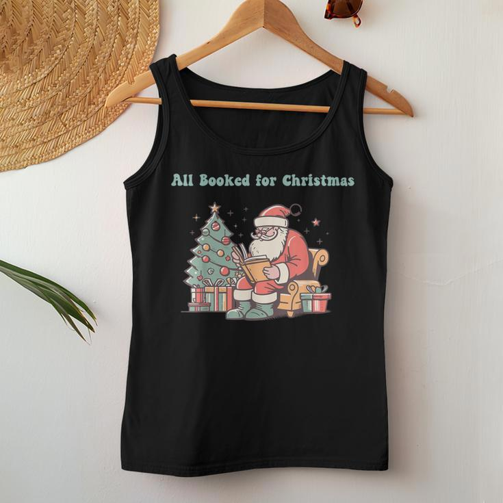 Retro Librarian Teacher Xmas All Booked For Christmas Santa Women Tank Top Funny Gifts