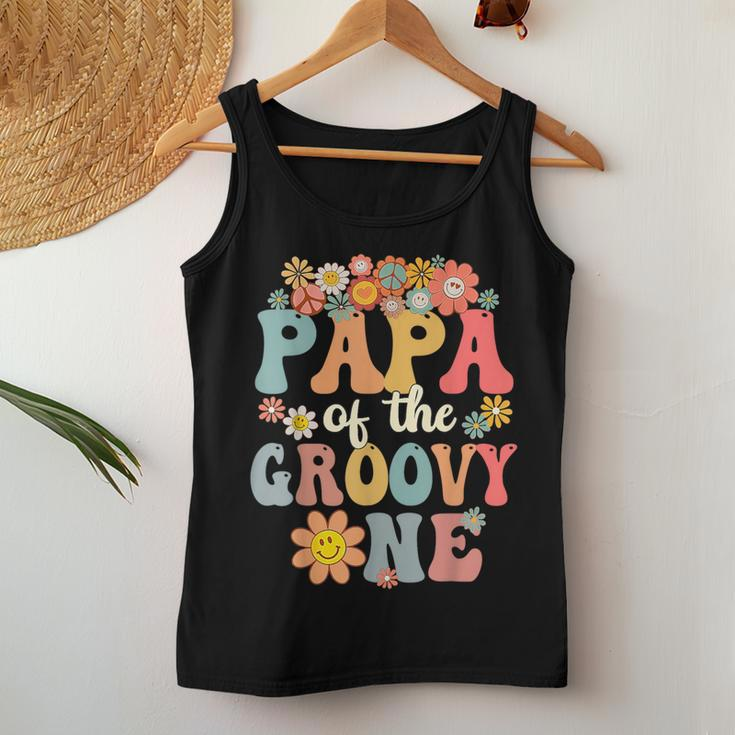 Retro Papa Of Groovy One Matching Family 1St Birthday Party Women Tank Top Funny Gifts