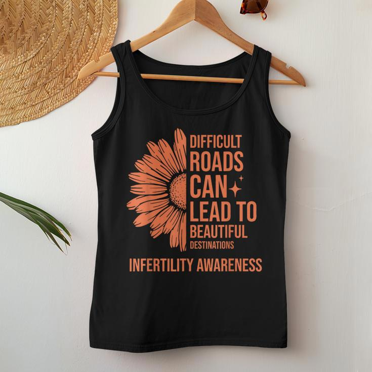 Retro Sunflower Infertility Awareness Week Orange Ribbon Women Tank Top Unique Gifts