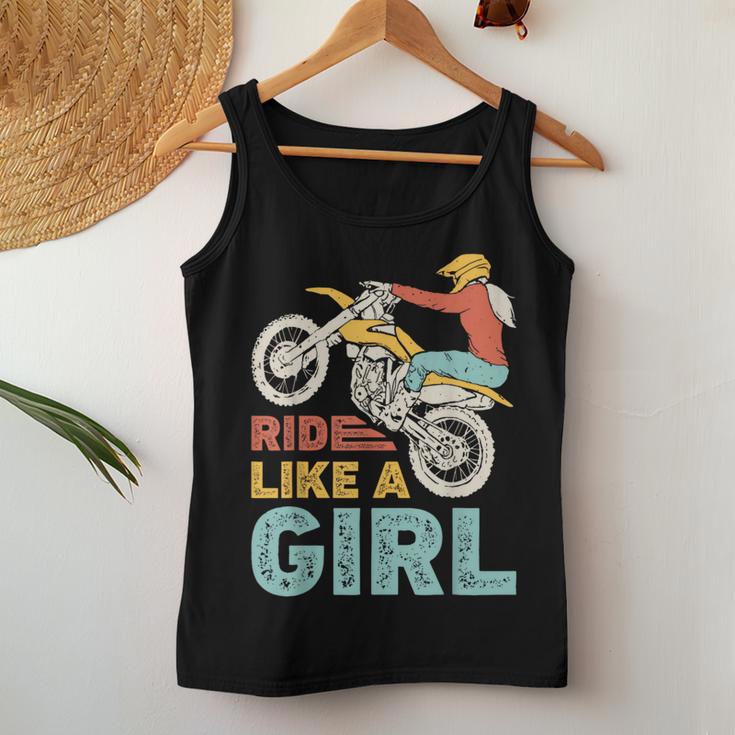 Ride Like A Girl Dirt Bike Rider Motocross Enduro Vintage Women Tank Top Unique Gifts