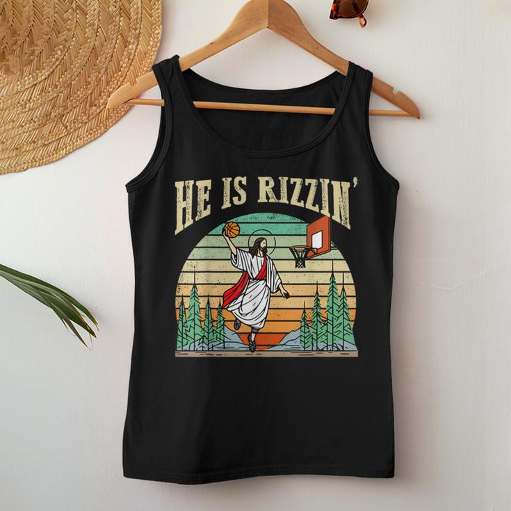 He Is Rizzin Basketball Easter Christian Religious Women Tank Top Unique Gifts