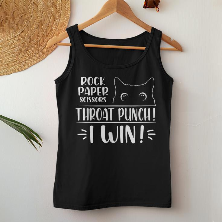 Rock Paper Scissors Throat Punch Cat Lover Cat Mom Cat Dad Women Tank Top Unique Gifts