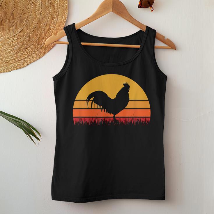 Rooster Chicken Black Orange Yellow Farm Farmer Farming Women Tank Top Unique Gifts