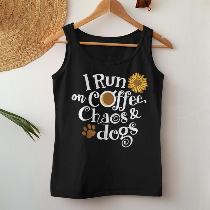 I Run On Coffee Chaos And Dogs Women Tank Top Unique Gifts