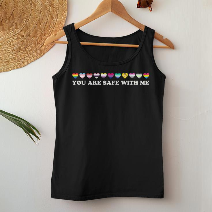 You Are Safe With Me You’Re Safe Lgbtq Pride Ally Rainbow Women Tank Top Unique Gifts