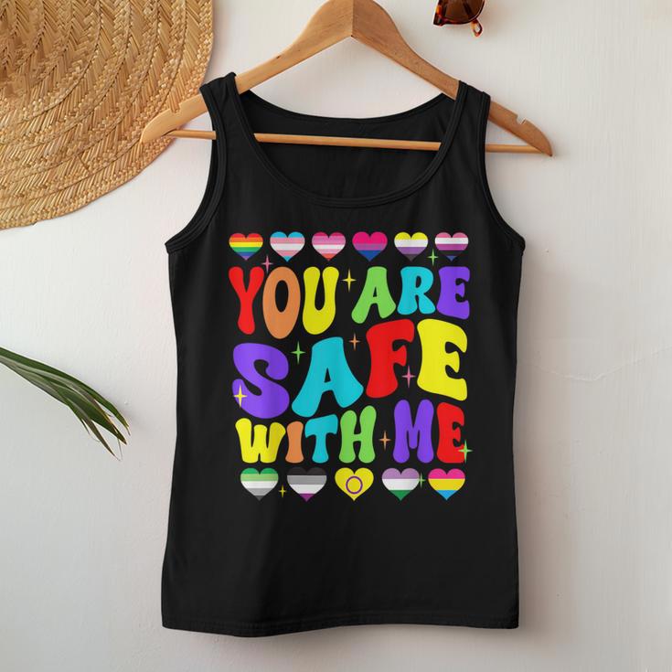 You Are Safe With Me Rainbow Flag Lgbt Pride Supportive Women Tank Top Unique Gifts