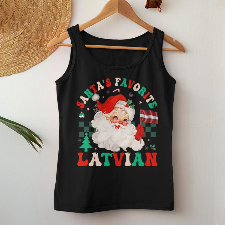 Santa's Favorite Latvian Groovy Latvia Christmas Women Tank Top Funny Gifts