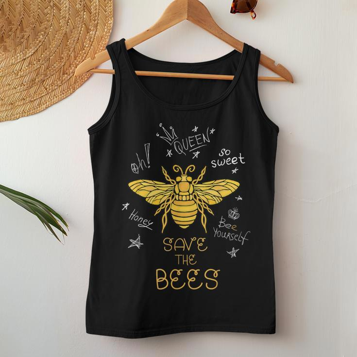 Save The Bees Graffiti Apiary Bee Beekeeper Earth Day Women Tank Top Unique Gifts