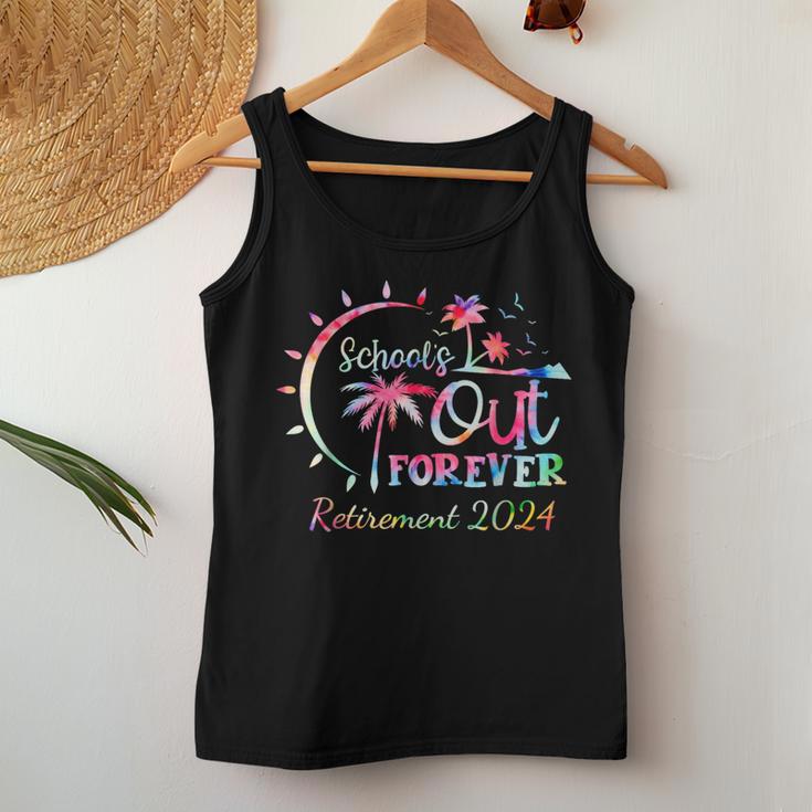 Schools Out Forever Retirement 2024 Tie Dye Retired Teacher Women Tank Top Unique Gifts