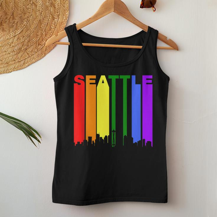 Seattle Washington Lgbtq Gay Pride Rainbow Skyline Women Tank Top Unique Gifts