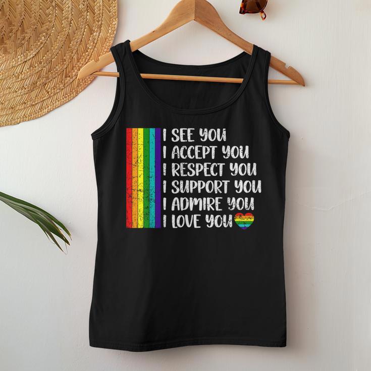 I See Love Accept You Lgbtq Gay Rainbow Pride Flag Women Tank Top Unique Gifts