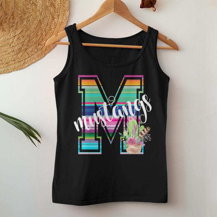 Serape Team Spirit Mustang Cactus Accent Southwest Women Tank Top Unique Gifts