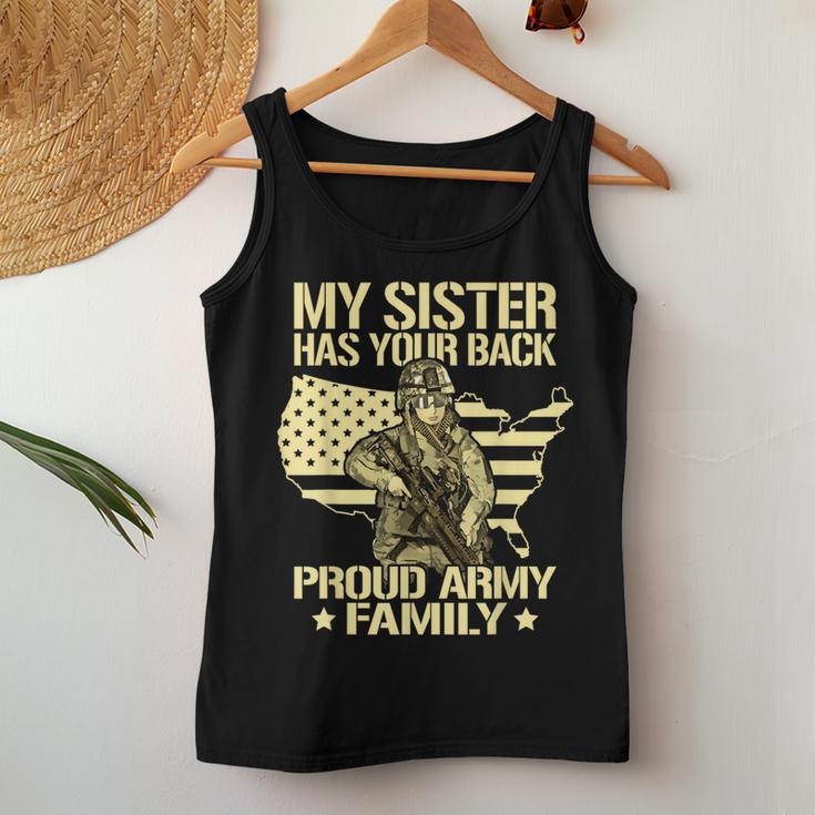 My Sister Has Your Back Proud Army Family Military Sibling Women Tank Top Unique Gifts