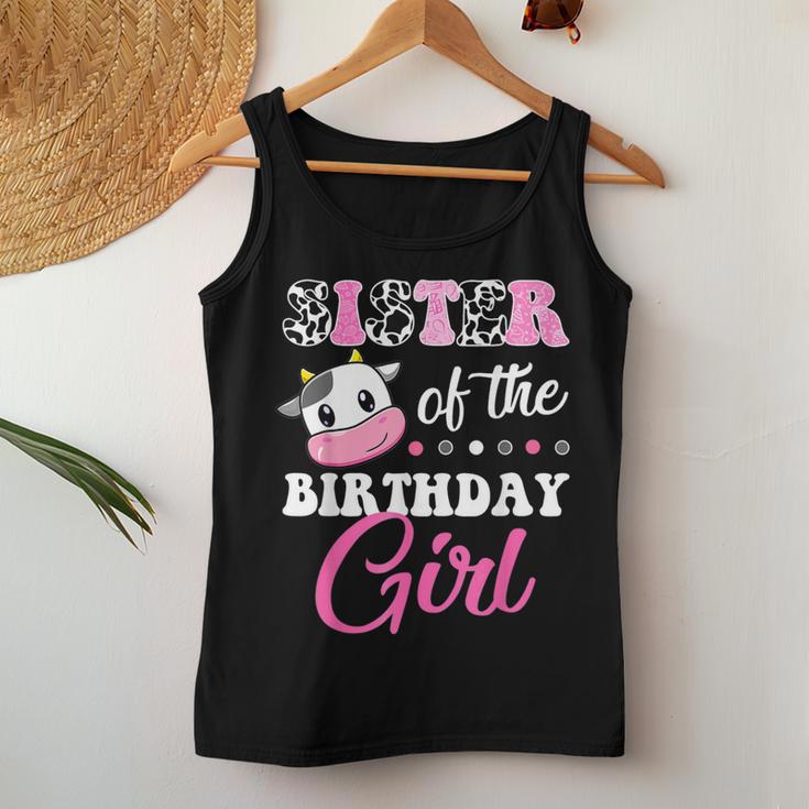 Sister Of The Birthday Girl Family Matching Farm Cow Women Tank Top Unique Gifts