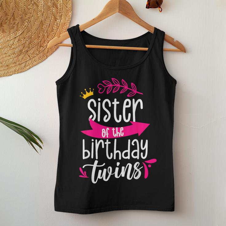 Sister Of The Birthday Twins Celebrate Twin Cute Women Tank Top Unique Gifts