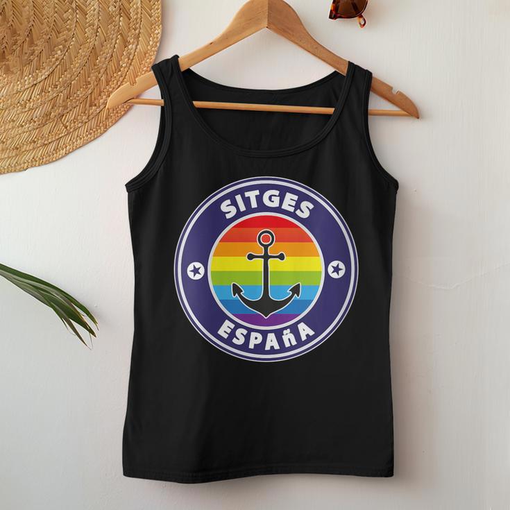 Sitges Spain Beach Retro Sailing Holiday Surfer Lgbt Souvenir Women Tank Top Unique Gifts