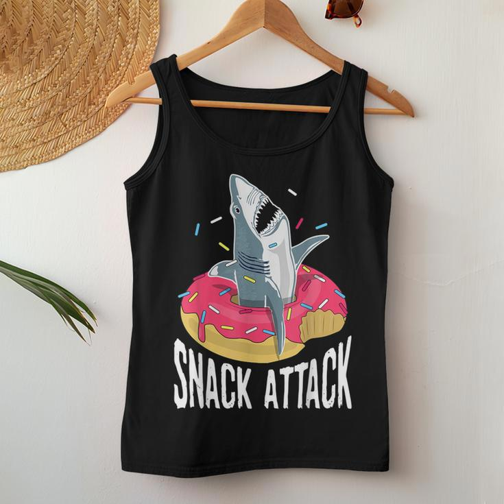 Snack Attack Doughnut Float Shark Women Women Tank Top Unique Gifts