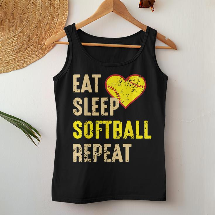 Softball Eat Sleep Softball Repeat Girls Softball Women Tank Top Funny Gifts