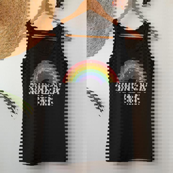 Sounds Gay I'm In With Rainbow Flag For Pride Month Lgbt Women Tank Top Unique Gifts
