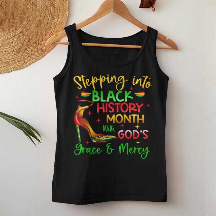 Stepping Into Black History Month With God Christian Girl Women Tank Top Funny Gifts