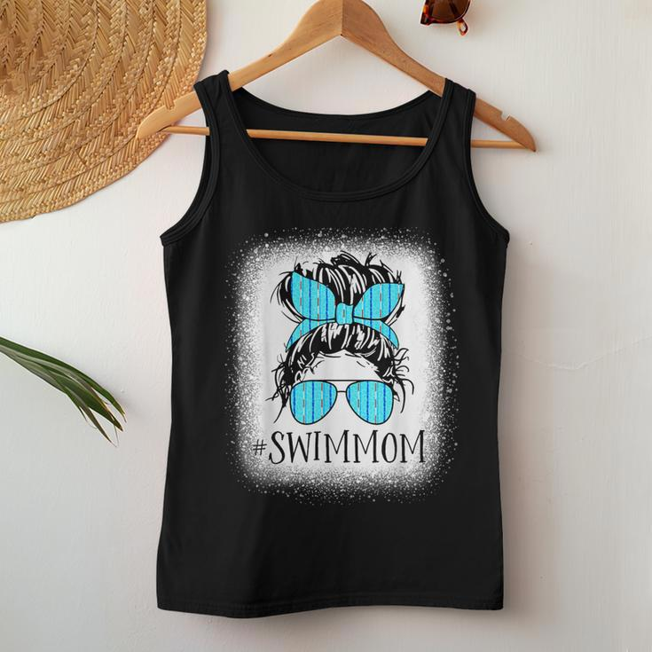 Swim Mom Messy Bun Bleached Mother's Day Women Tank Top Funny Gifts
