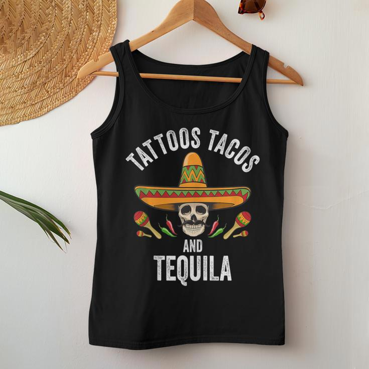 Tattoos Tacos Tequila Mexican Skull Cinco De Mayo Women Tank Top Unique Gifts