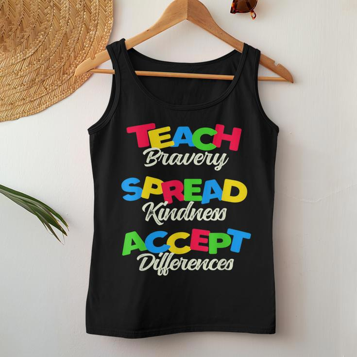 Teach Bravery Spread Kindness Accept Differences Women Tank Top Unique Gifts