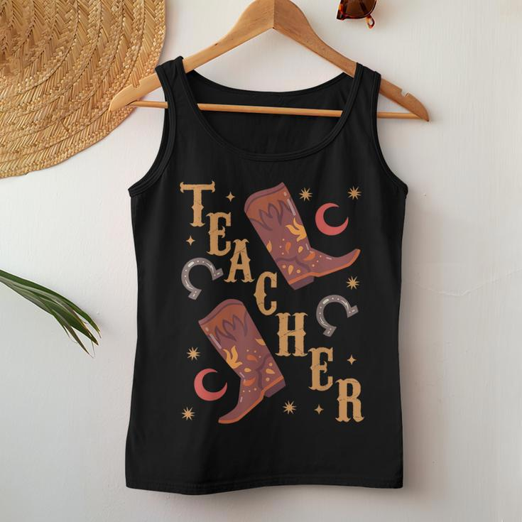 Teacher Cute Boho Cowgirl Boots Wild West Cowboy Rodeo Women Tank Top Funny Gifts