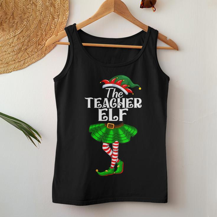 Teacher Elf Christmas Costume Matching Family Elf Squad Women Tank Top Funny Gifts