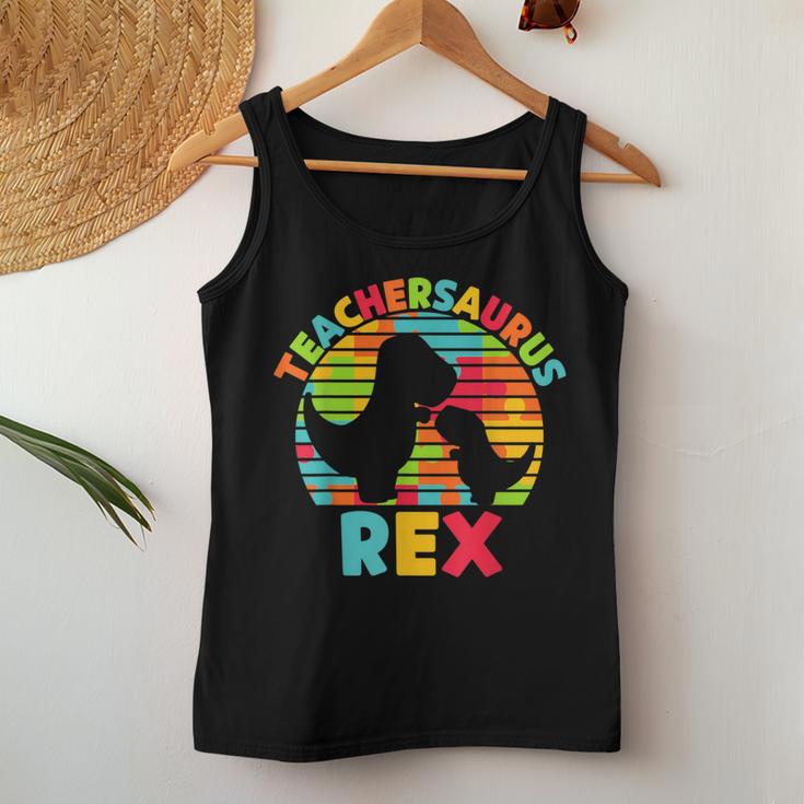 Teacheraurus Rex Preschool Teacher Dinosaur Pre-K Dino Women Tank Top Unique Gifts