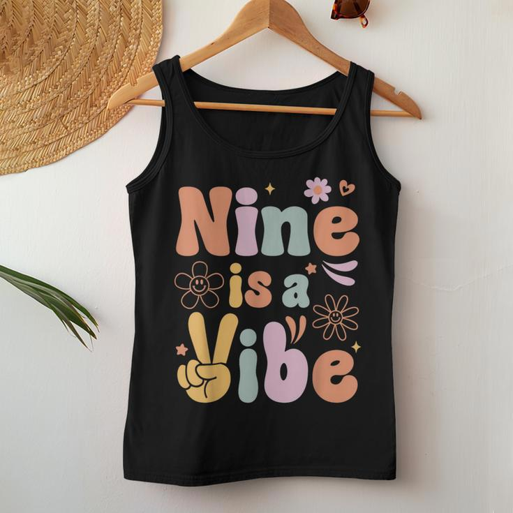 Ten Is A Vibe 9Th Birthday Groovy Boys Girls 9 Years Old Women Tank Top Unique Gifts