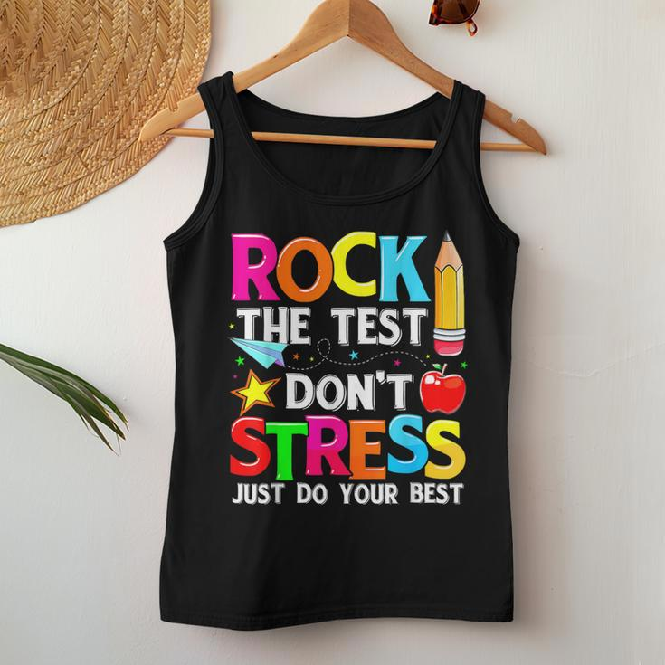 Testing Day Rock The Test Dont Stress Teacher Student Women Tank Top Funny Gifts