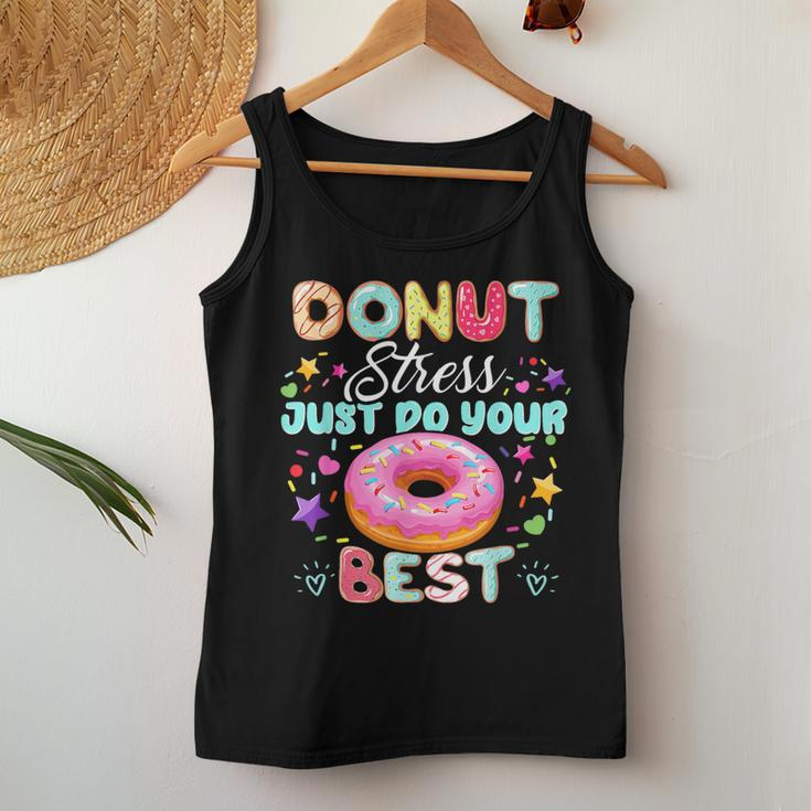 Testing Day Teacher Donut Stress Just Do Your Best Women Tank Top Unique Gifts