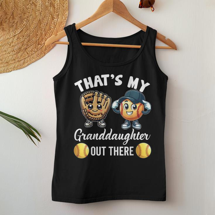 That's My Granddaughter Out There Softball Grandpa Grandma Women Tank Top Funny Gifts