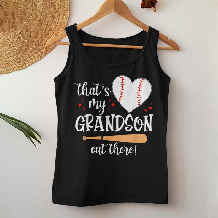 Thats My Grandson Out There Baseball Grandma Mom Women Tank Top Funny Gifts