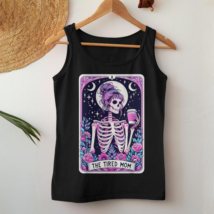 The Tired Mom Tarot Card Witchy Floral Skeleton Women Tank Top Personalized Gifts