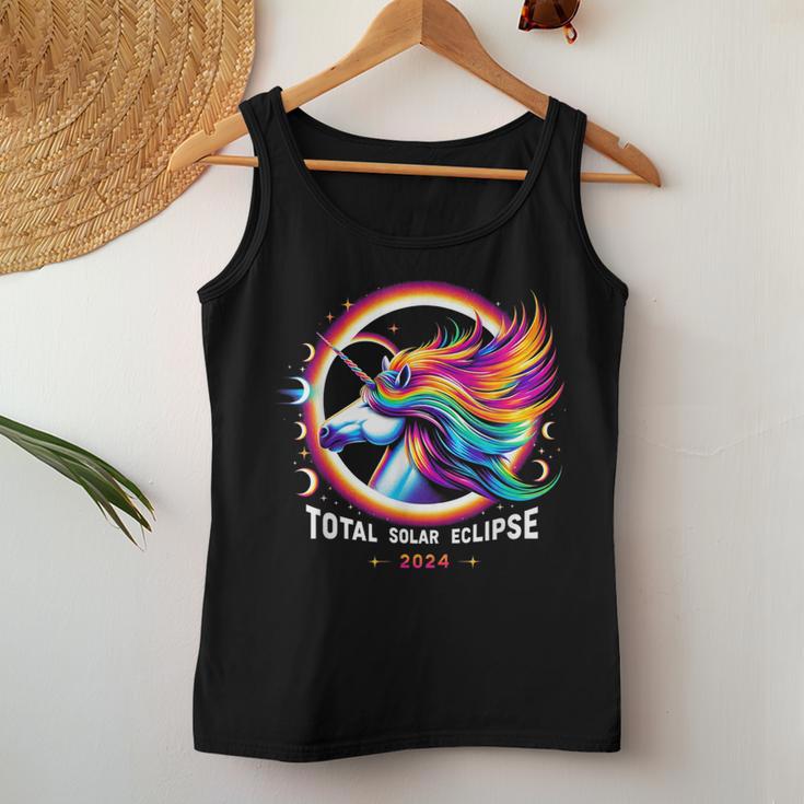 Total Solar Eclipse 2024 Rainbow Unicorn Women Tank Top Unique Gifts