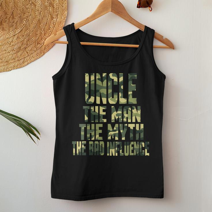 Uncle The Man The Myth The Bad Influence Fathers Day Camo Women Tank Top Unique Gifts