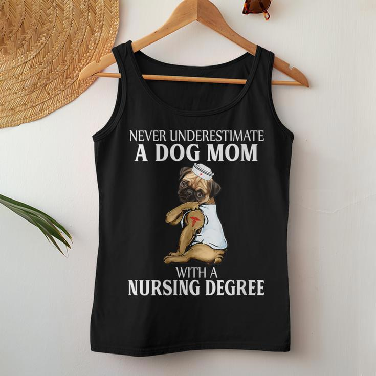 Never Underestimate A Dog Mom Who With A Nursing Degree Women Tank Top Unique Gifts