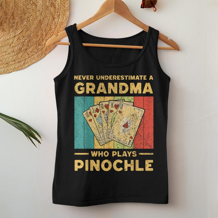Never Underestimate A Grandma Who Plays Pinochle Pinochle Women Tank Top Unique Gifts