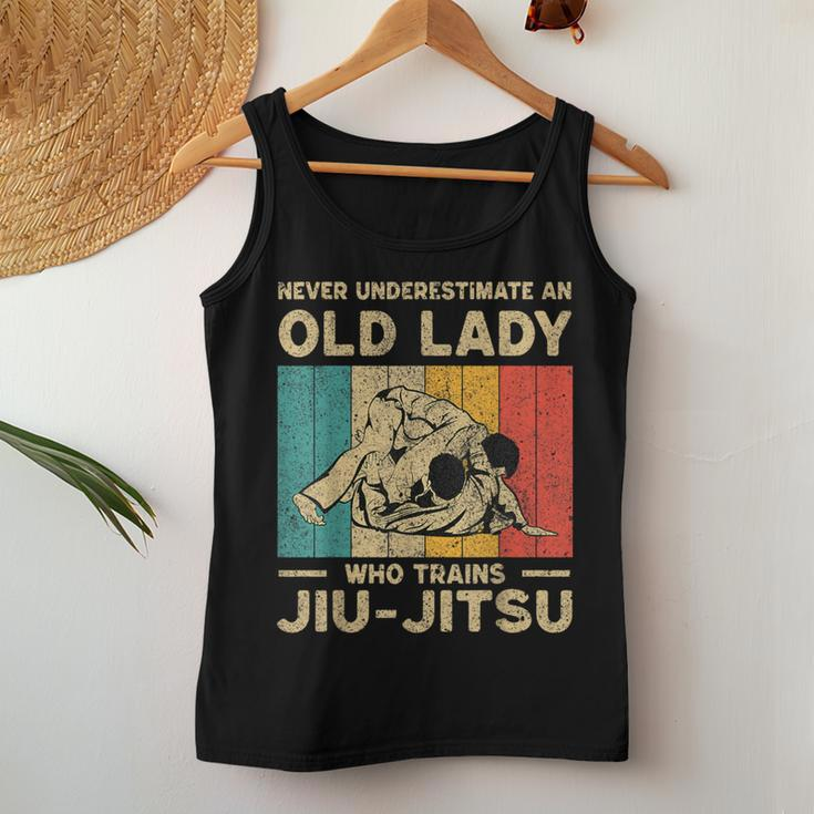 Never Underestimate An Old Lady Bjj Brazilian Jiu Jitsu Women Tank Top Unique Gifts