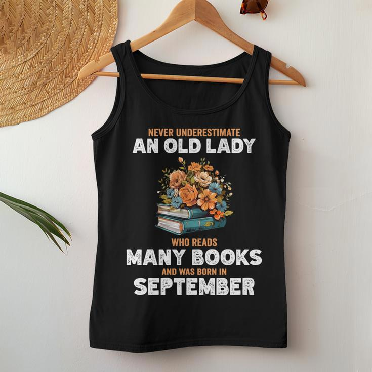 Never Underestimate Old Lady Who Reads Many Books September Women Tank Top Unique Gifts