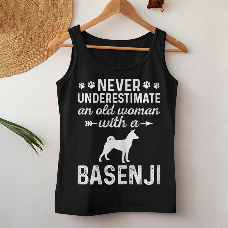 Never Underestimate An Old Woman With Basenji Dog Grandma Women Tank Top Unique Gifts