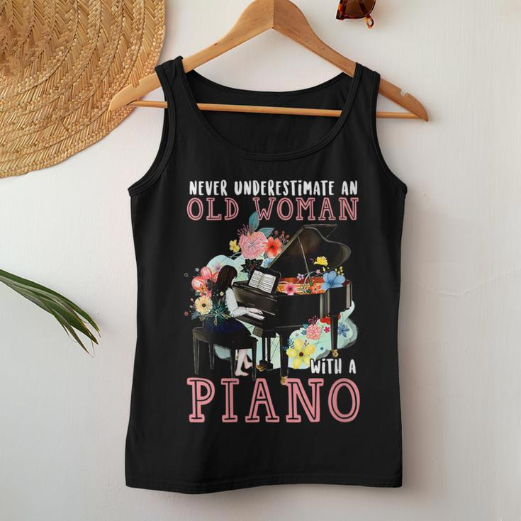 Never Underestimate An Old Woman With A Piano Women Tank Top Unique Gifts
