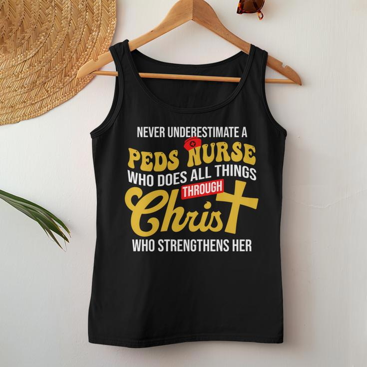 Never Underestimate A Peds Nurse Who Does All Things Women Tank Top Funny Gifts