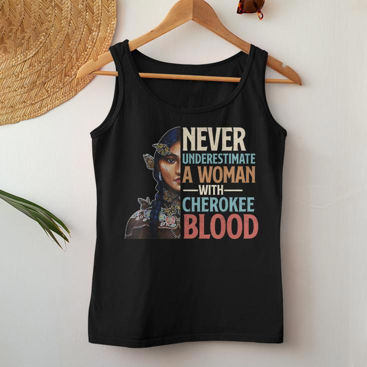 Never Underestimate A Woman With Cherokee Blood Pride Women Tank Top Unique Gifts