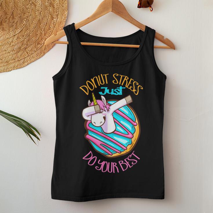 Unicorn Donut Stress Just Do Your Best Teacher Testing Day Women Tank Top Unique Gifts