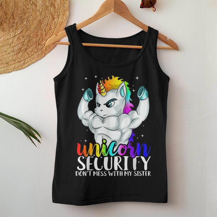 Unicorn Security Dont Mess With My Sister Brother Women Tank Top Unique Gifts