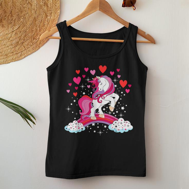 Unicorn Valentines Day Toddler Girl Love Heart Rainbow Women Tank Top Personalized Gifts