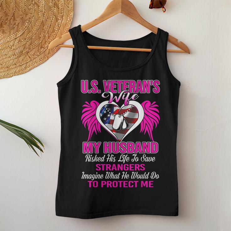 Us Veteran's Wife My Husband Risked His Life Women Tank Top Funny Gifts